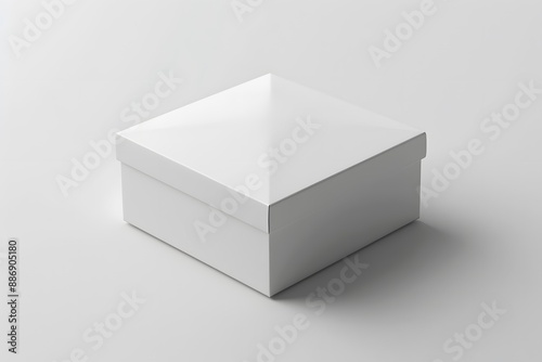 Minimalist White Square Gift Box with Pyramid Lid © Valentin
