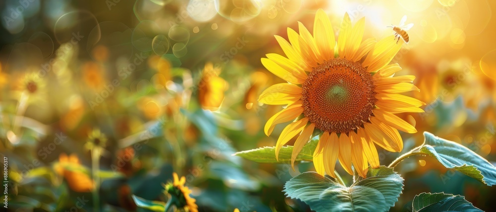 Vibrant Sunflower Garden Buzzing with Bees and Butterflies - Nature's Harmony Vibrant Sunflower Garden Buzzing with Bees and Butterflies - Nature's Harmony