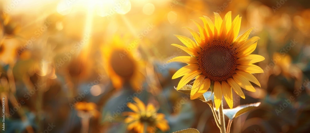 Naklejka premium Vibrant Contrast: Sunflower Petals Close-up with Cactus Background - Nature's Beauty and Diversity