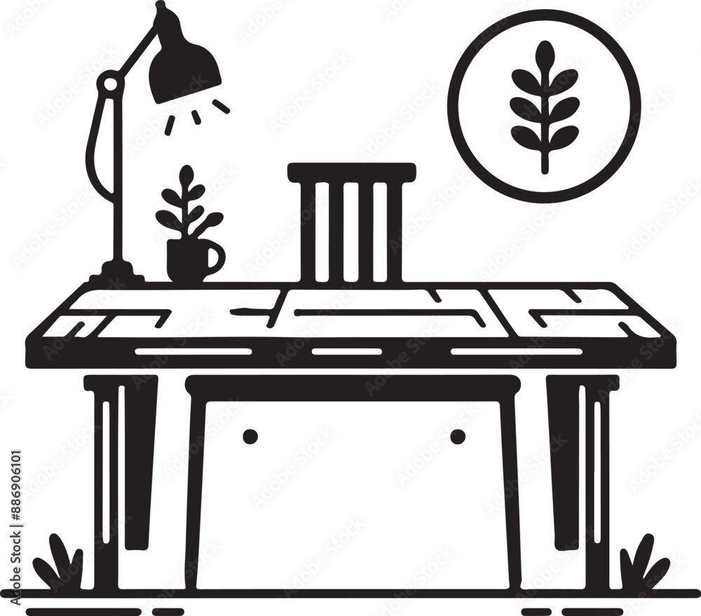 a table chair vector art illustration a table chair vector art illustration