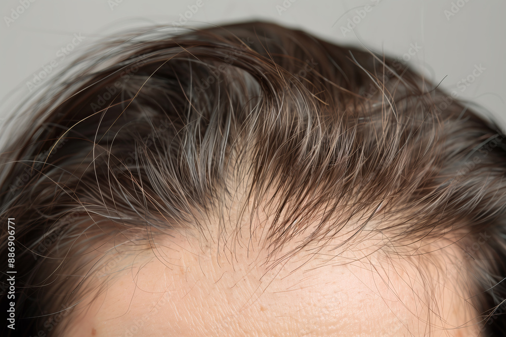 Close-up of Hair Transplant Results, Natural Hairline, Healthy Growth Close-up of Hair Transplant Results, Natural Hairline, Healthy Growth