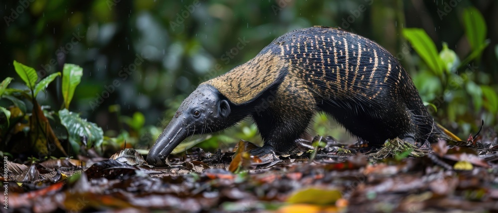 Majestic Giant Anteater Foraging in Lush Amazon Rainforest Habitat Majestic Giant Anteater Foraging in Lush Amazon Rainforest Habitat