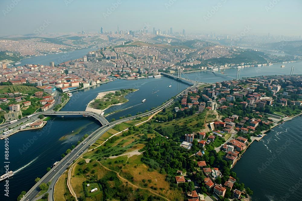 Fototapeta premium A bird's-eye view of the Hagia Sophia Cathedral. Istanbul, Turkey
