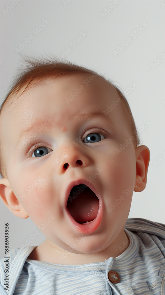 Surprised Baby with Open Mouth, Close-Up Portrait Surprised Baby with Open Mouth, Close-Up Portrait