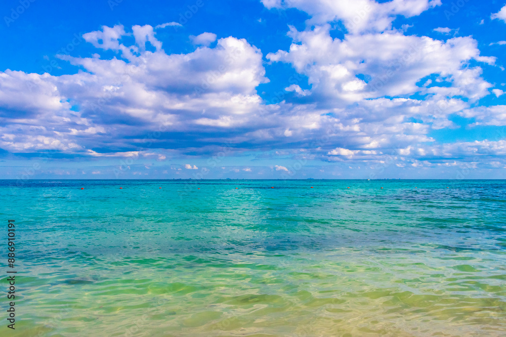 Tropical Caribbean beach sea clear water Playa del Carmen Mexico. Tropical Caribbean beach sea clear water Playa del Carmen Mexico.