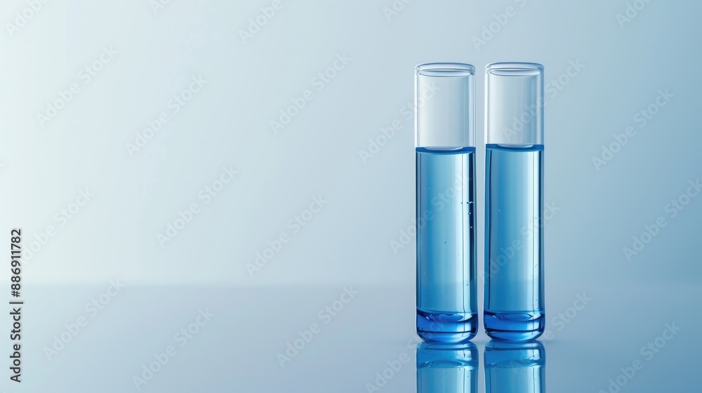Two test tubes on a blank white surface with space for text Two test tubes on a blank white surface with space for text