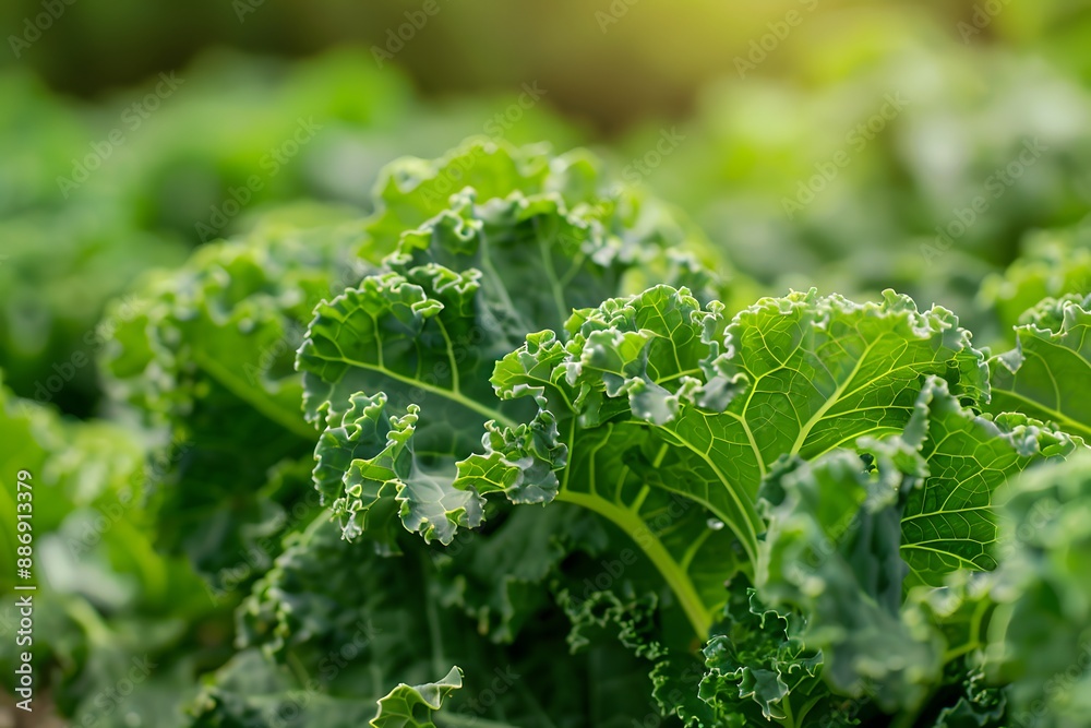 Fresh Green Kale Leaves in a Garden Fresh Green Kale Leaves in a Garden