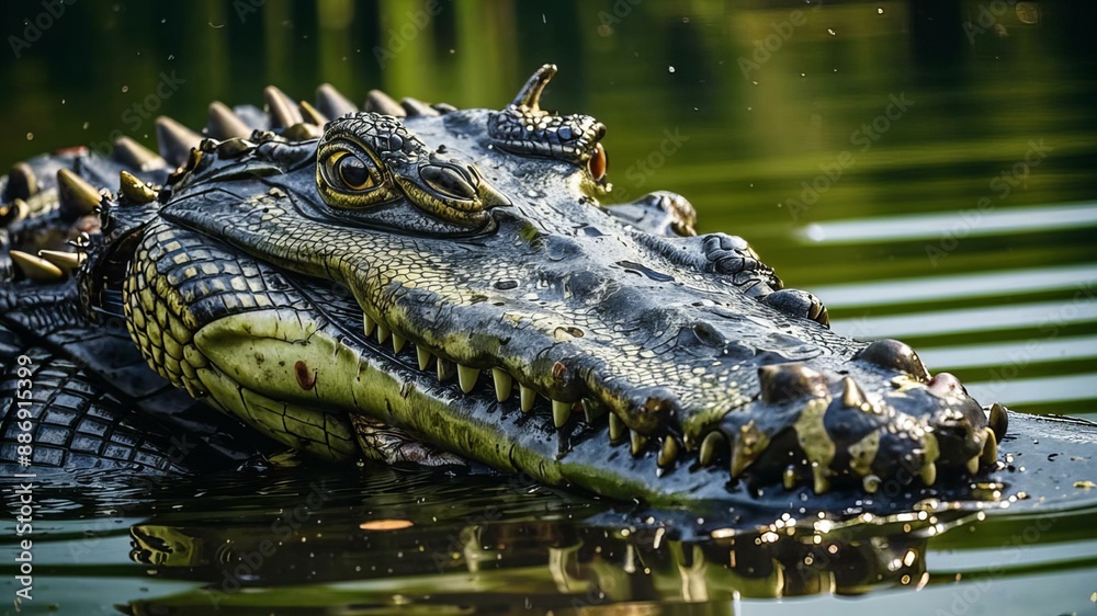 Fototapeta premium crocodile in the water