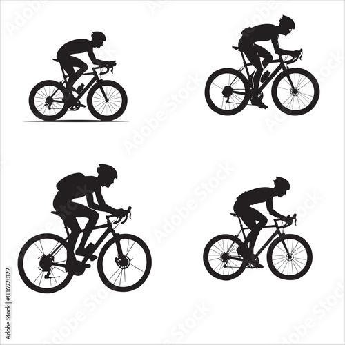 Cyclists silhouettes on clean vector 