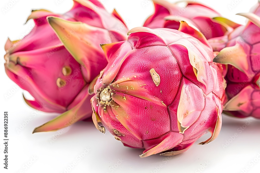 Fototapeta premium Close-Up of Fresh Dragon Fruits with Vibrant Pink Skin