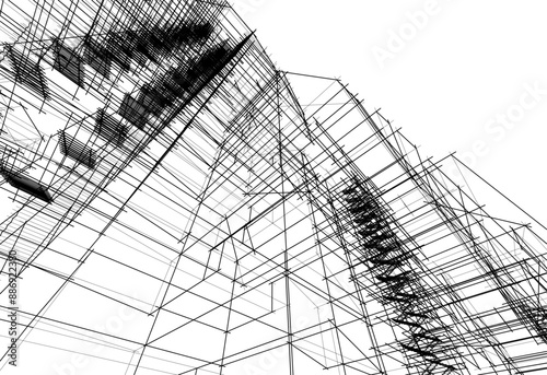 abstract buildings, architectural drawing 3d