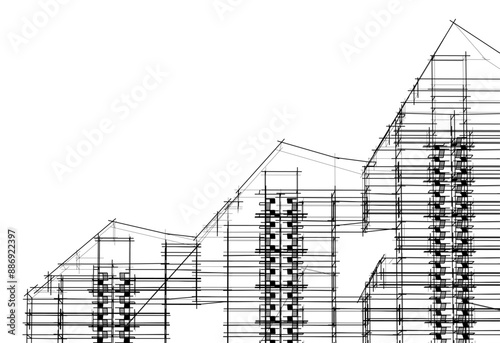 abstract buildings, architectural drawing 3d