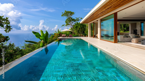 Luxury villa with a contemporary design and an infinity edge pool.