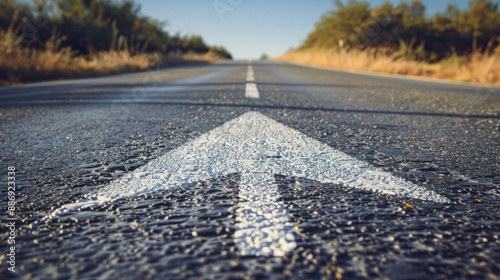 Wallpaper Mural An asphalt road stretches into the distance with a painted white arrow pointing forward, symbolizing motivation, progress, and the concept of continuous growth and forward movement. Torontodigital.ca