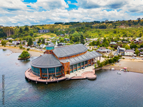 aerial view of Frutillar, Lagos region, Chile