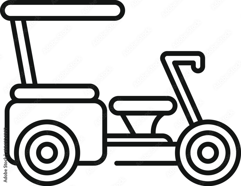 Simple line icon of a three wheel motorbike offering comfortable city transportation Simple line icon of a three wheel motorbike offering comfortable city transportation