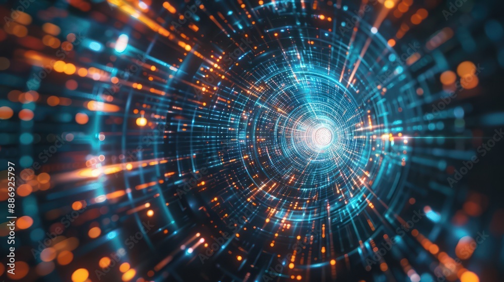 Obraz premium Digital Acceleration Hub, abstract representation of a central hub where digital speed technology converges,