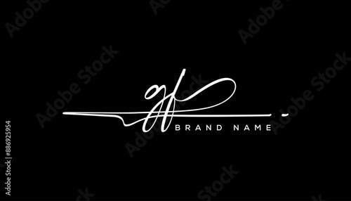 GF letter beauty handwriting vector logo. 