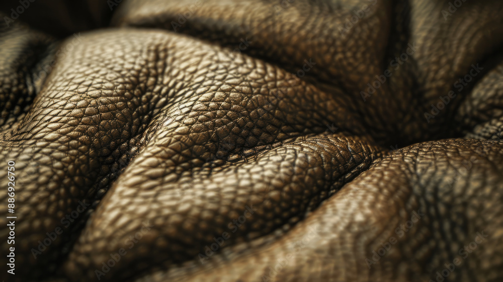 Brown leather texture with folds for background. Brown leather texture with folds for background.