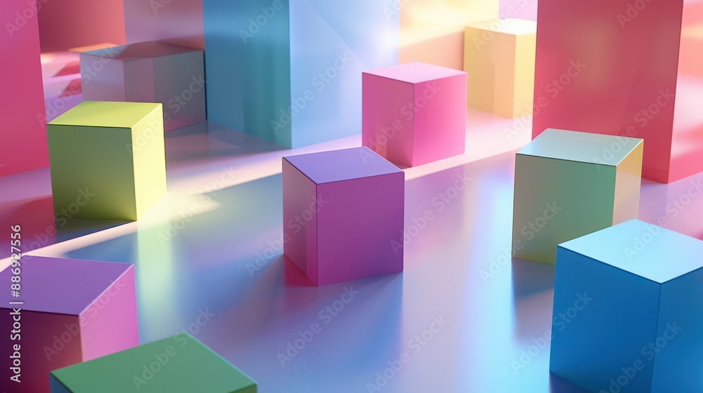 Multi-Colored Cubes on a Light Surface