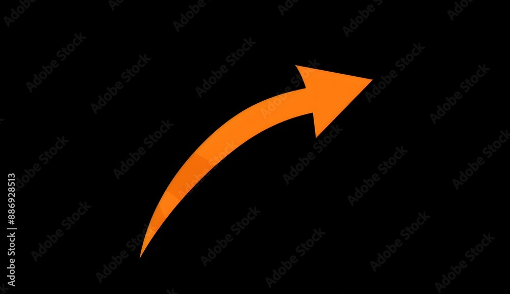 An orange curved arrow pointing upwards on a black background, representing growth or success The arrow appears to be moving upward at an angle that suggests it's growing fast Generative AI An orange curved arrow pointing upwards on a black background, representing growth or success The arrow appears to be moving upward at an angle that suggests it's growing fast Generative AI
