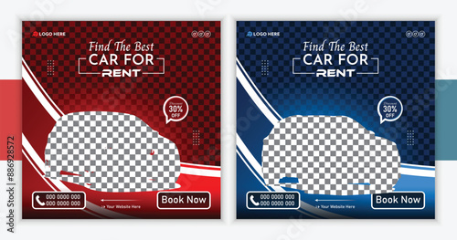 Modern and stylish car social media poster design for rent.