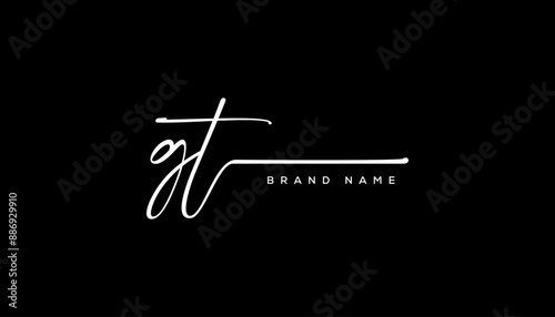 Cuadro en lienzo GT letter beauty handwriting vector logo.