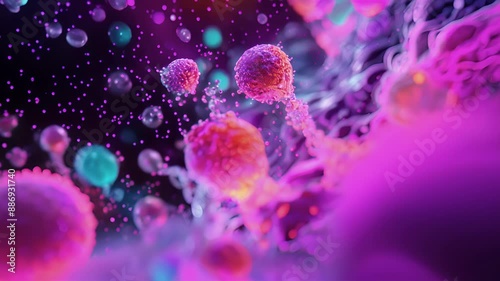 An illustration of a mesenchymal stem cell niche showing the secreted cytokines and growth factors that promote the selfrenewal and differentiation of these multipotent cells. photo