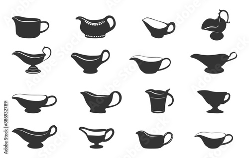 Gravy boat silhouette, Gravy sauce boats silhouette, Gravy boat svg, Gravy sauce boat svg, Gravy boat vector,  Sauce boats vector.
