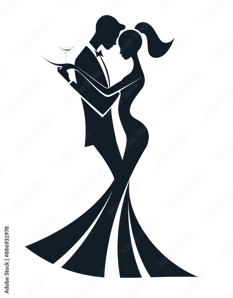 Elegant Dance Movement A couple in a classic dance pose, capturing grace and harmony Flowing white dress and formal suit in black and white perfect symbiosis of movement and style Brainstorming Elegant Dance Movement A couple in a classic dance pose, capturing grace and harmony Flowing white dress and formal suit in black and white perfect symbiosis of movement and style Brainstorming