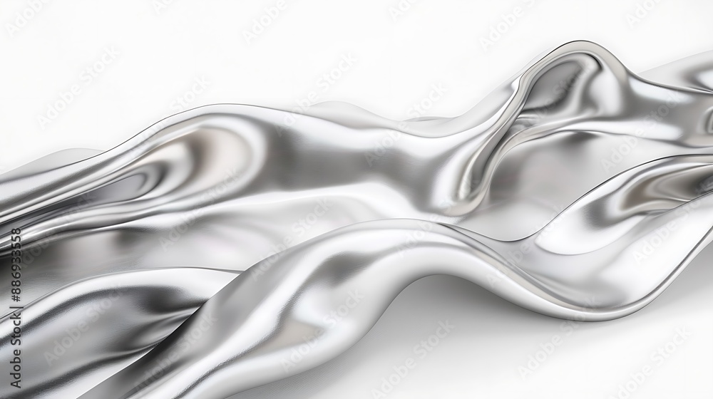 Luxurious silver spectrum line waves in a sleek minimalist design on white Luxurious silver spectrum line waves in a sleek minimalist design on white