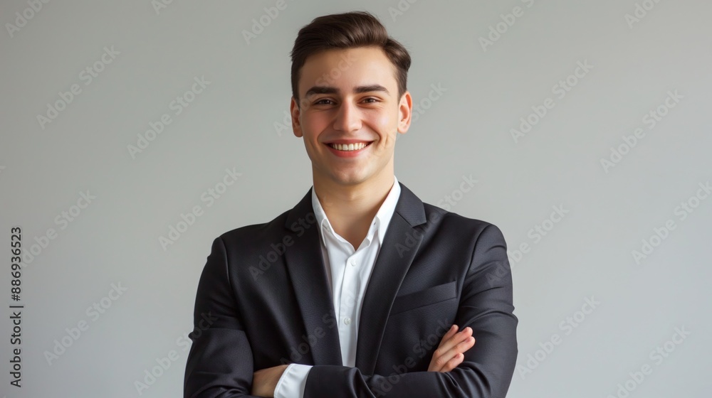 Confident Young Russian Businessman in Suit, Ideal for Corporate Presentations and Professional Profiles