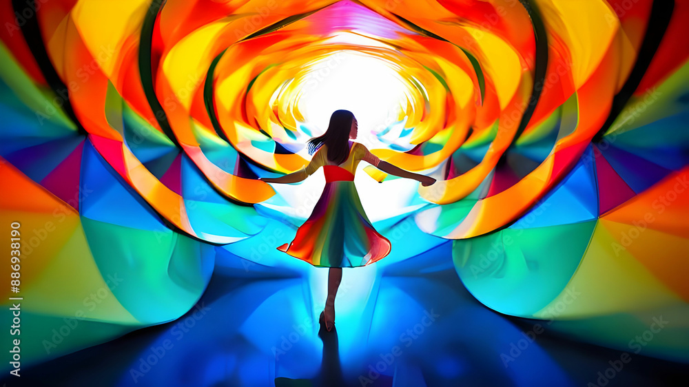 Obraz premium A kaleidoscope of hues, gracefully moving and shifting in a hypnotic dance.