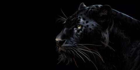 Black panther on a black background