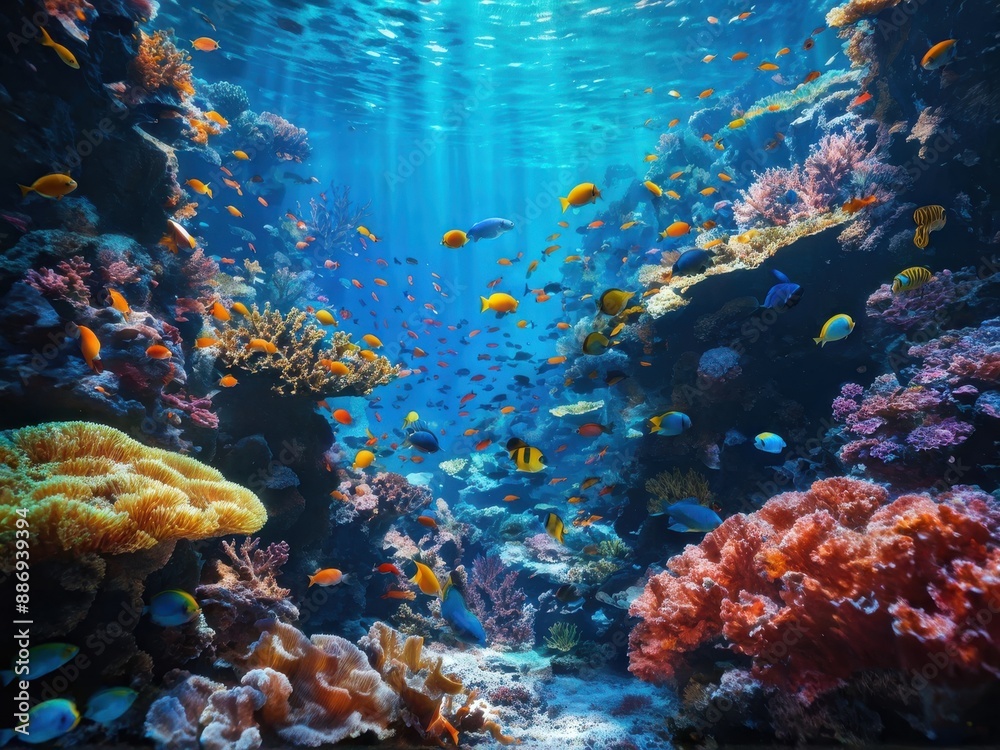 Φωτογραφία Underwater Paradise: A dazzling coral reef bursts with colorful fish and marine life