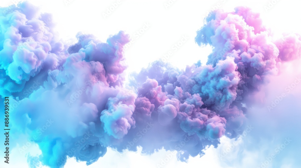 Fototapeta premium pink party fog. Isolated blue, teal, purple , aqua smoke cloud or think cloud. 3D special effects fog clouds graphic for white background