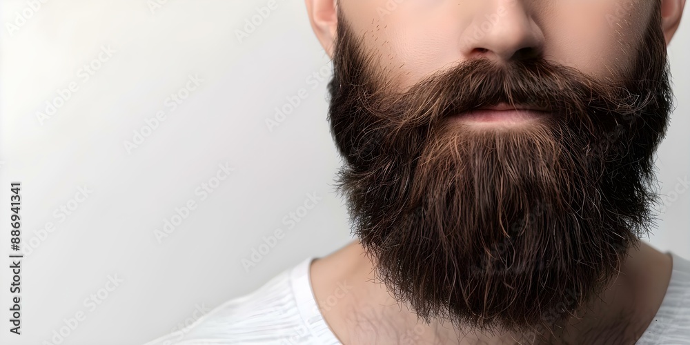 Black beard on white background isolated. Concept Product Photography, Studio Lighting, Male Grooming, Minimalist Style, Headshot Portrait Black beard on white background isolated. Concept Product Photography, Studio Lighting, Male Grooming, Minimalist Style, Headshot Portrait