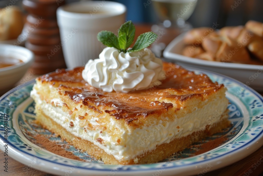 Cuba: Tres Leches Cake A sponge cake soaked in three kinds of milk - evaporated milk, condensed milk, and heavy cream - and topped with whipped cream. Cuba: Tres Leches Cake A sponge cake soaked in three kinds of milk - evaporated milk, condensed milk, and heavy cream - and topped with whipped cream.