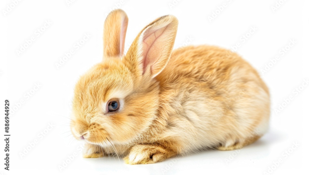 Obraz premium Adorable Ginger Bunny Posing Against a White Background