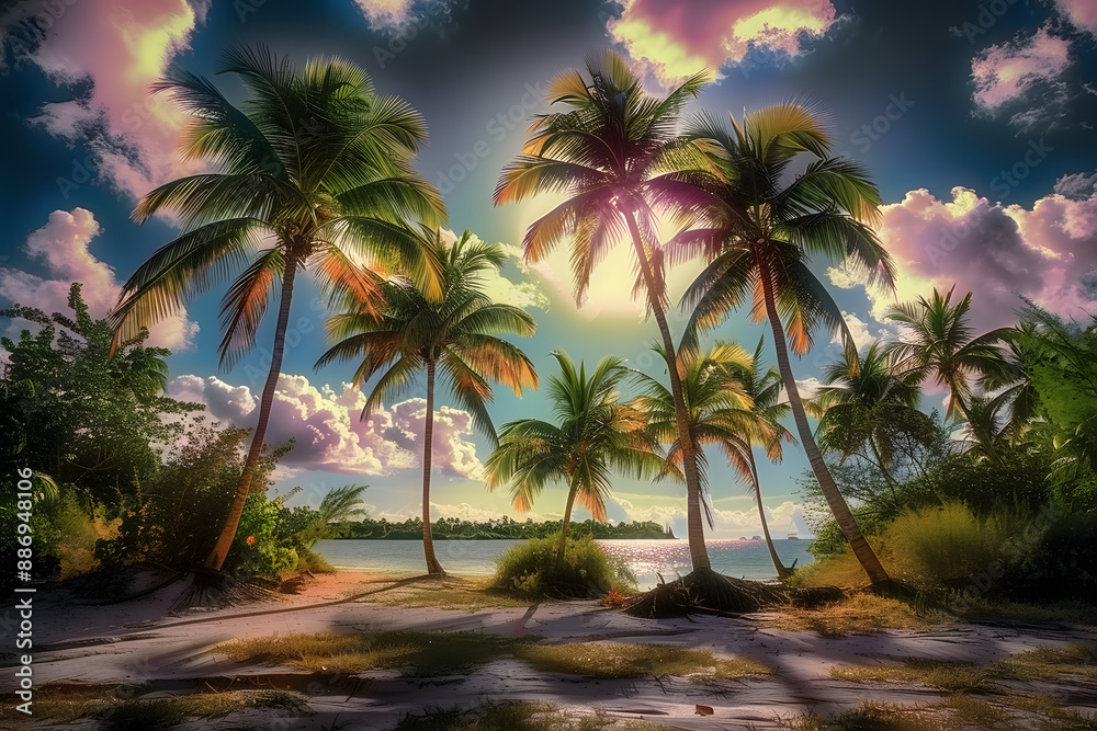 Obraz premium Coconut trees landscape outdoors nature.