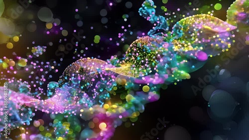 A fluorescence image of a gene activation cascade with each step leading to increased gene expression.