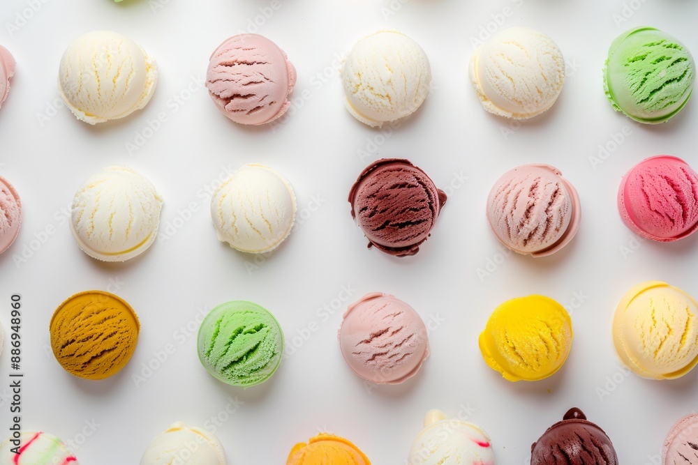 A Variety of Ice Cream and Ingredients Displayed on a White Background - Ideal for a Summer Treat. Beautiful simple AI generated image in 4K, unique. A Variety of Ice Cream and Ingredients Displayed on a White Background - Ideal for a Summer Treat. Beautiful simple AI generated image in 4K, unique.