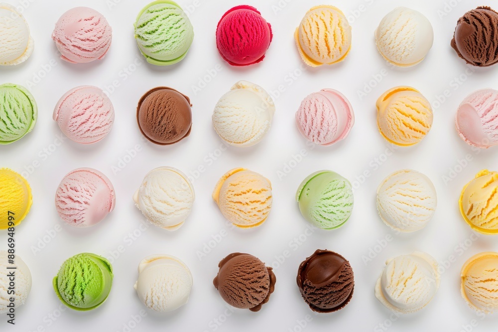 Vibrant top-down view of assorted gelato flavors in various colors, beautifully arranged and tempting. Beautiful simple AI generated image in 4K, unique. Vibrant top-down view of assorted gelato flavors in various colors, beautifully arranged and tempting. Beautiful simple AI generated image in 4K, unique.