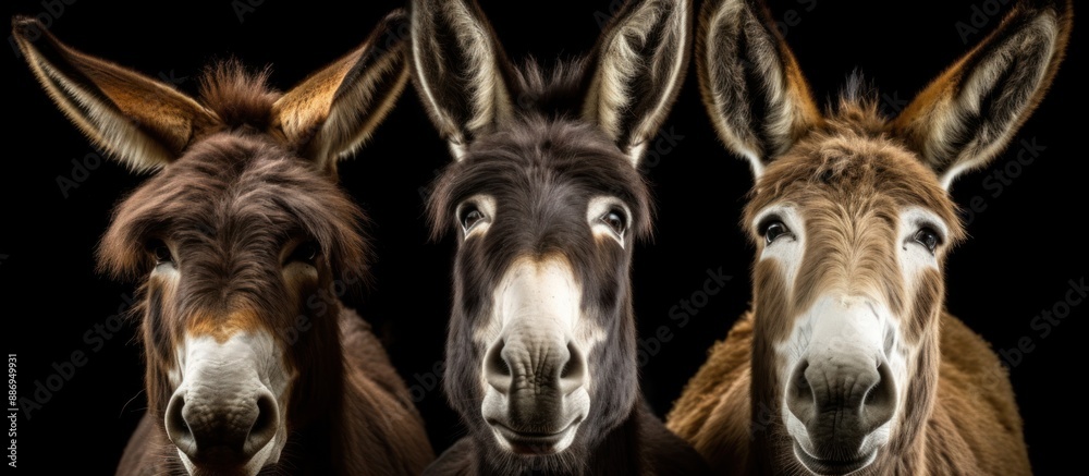 Three Donkeys Looking Directly at the Camera Three Donkeys Looking Directly at the Camera