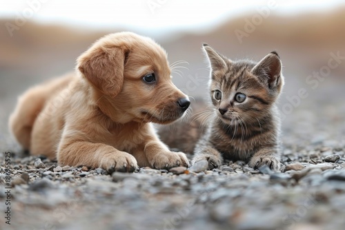 Wallpaper Mural Cute puppies or kittens in playful poses, suitable for pet-related articles or advertisements. Torontodigital.ca