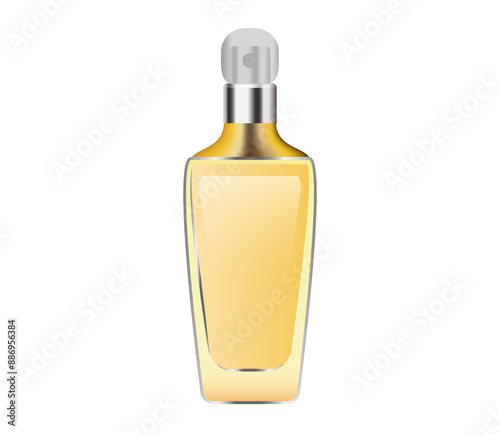 Perfume bottle mockup. Realistic illustration of perfume bottle mockup for web design isolated on white background