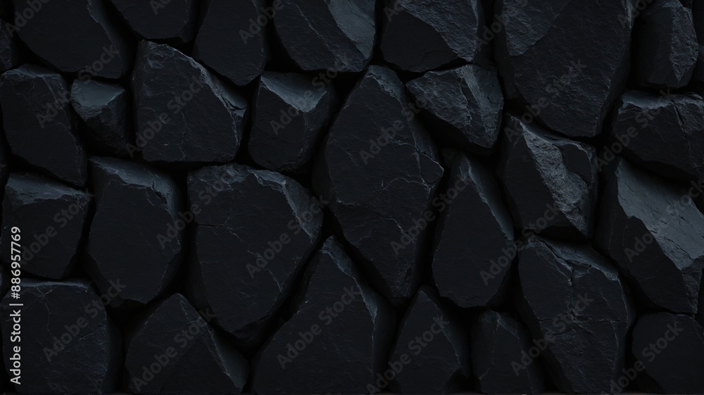 Textured Black Stone Wall, The rough surface and irregular shapes of the stones create a dramatic and mysterious atmosphere, perfect for backgrounds, textures. Textured Black Stone Wall, The rough surface and irregular shapes of the stones create a dramatic and mysterious atmosphere, perfect for backgrounds, textures.