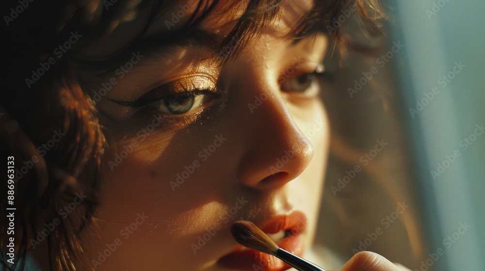 Obraz premium Woman Brushing Teeth Close Up