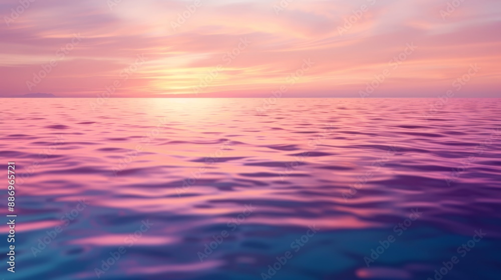A sunset scene over a expansive water body with the sun sinking into the horizon A sunset scene over a expansive water body with the sun sinking into the horizon