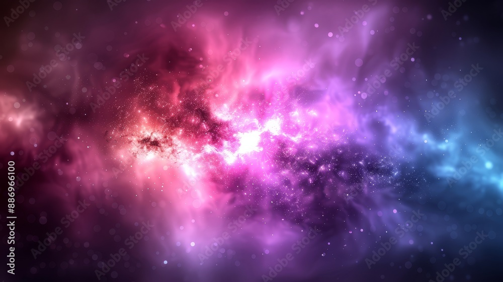 Fototapeta premium A black background filled with numerous stars, with a pink and blue star at its center